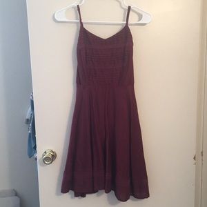 Burgundy Lace-Detailed Dress